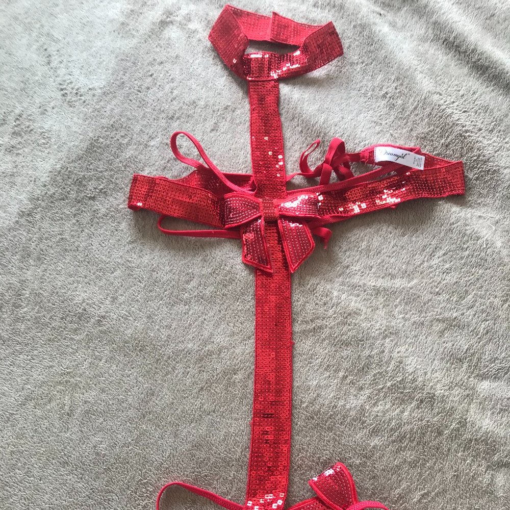 Sequin present teddy thong bodysuit